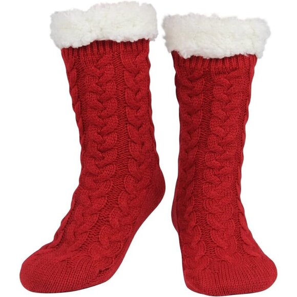 ⭐Women with Gripper Red Winter Non Slip Thick Fuzzy Socks - Picture 1 of 6